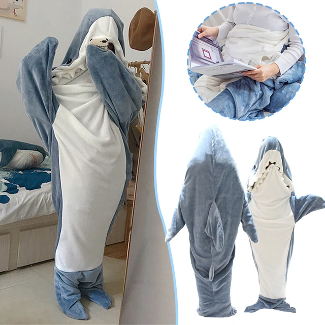 Manta de tiburón de franela suave para niños y adultos, saco de dormir,  manta usable para niños y adultos, chal de aire acondicionado de alta  calidad - AliExpress