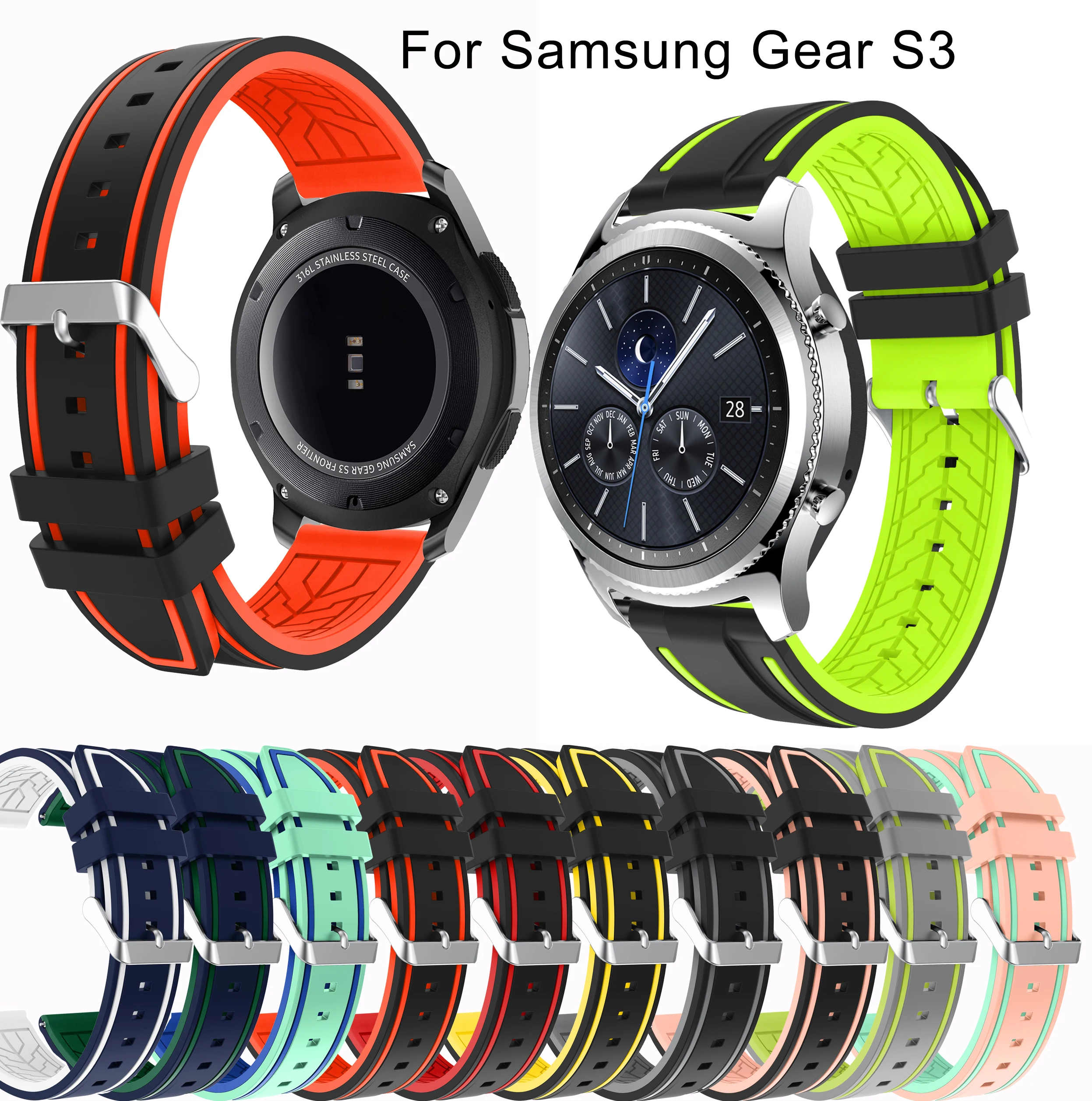 

22mm New Soft Silicone Band for Samsung Galaxy Watch active 2 46mm Gear S3 Classic Frontier Strap replacement Watchband Bracelet