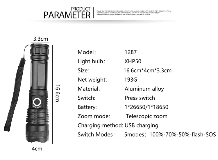   ÷ Ʈ, 5  , USB  LED ġ, 18650 Ǵ 26650 ͸, ķ ,  