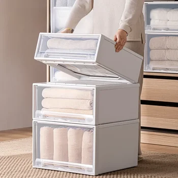 Stackable Transparent Wardrobe Storage Drawer Box 1