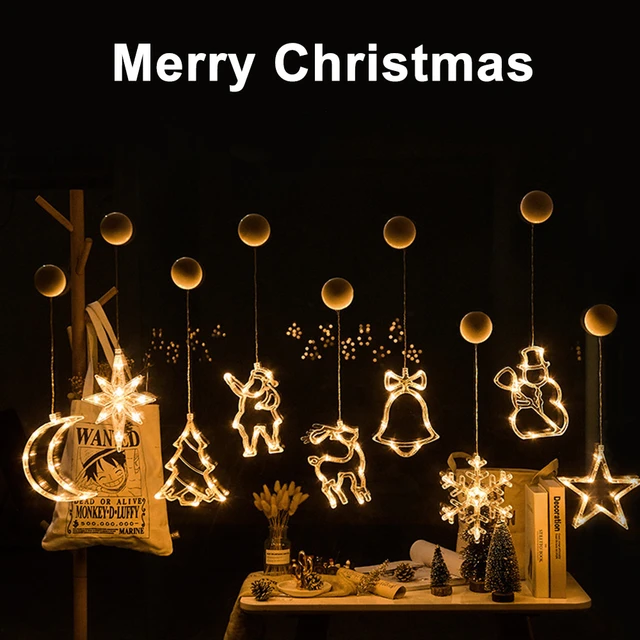 クリスマスベル雪だるまスターホリデーウィンドウ装飾led吸盤ライトバッテリ電源のクリスマスのため