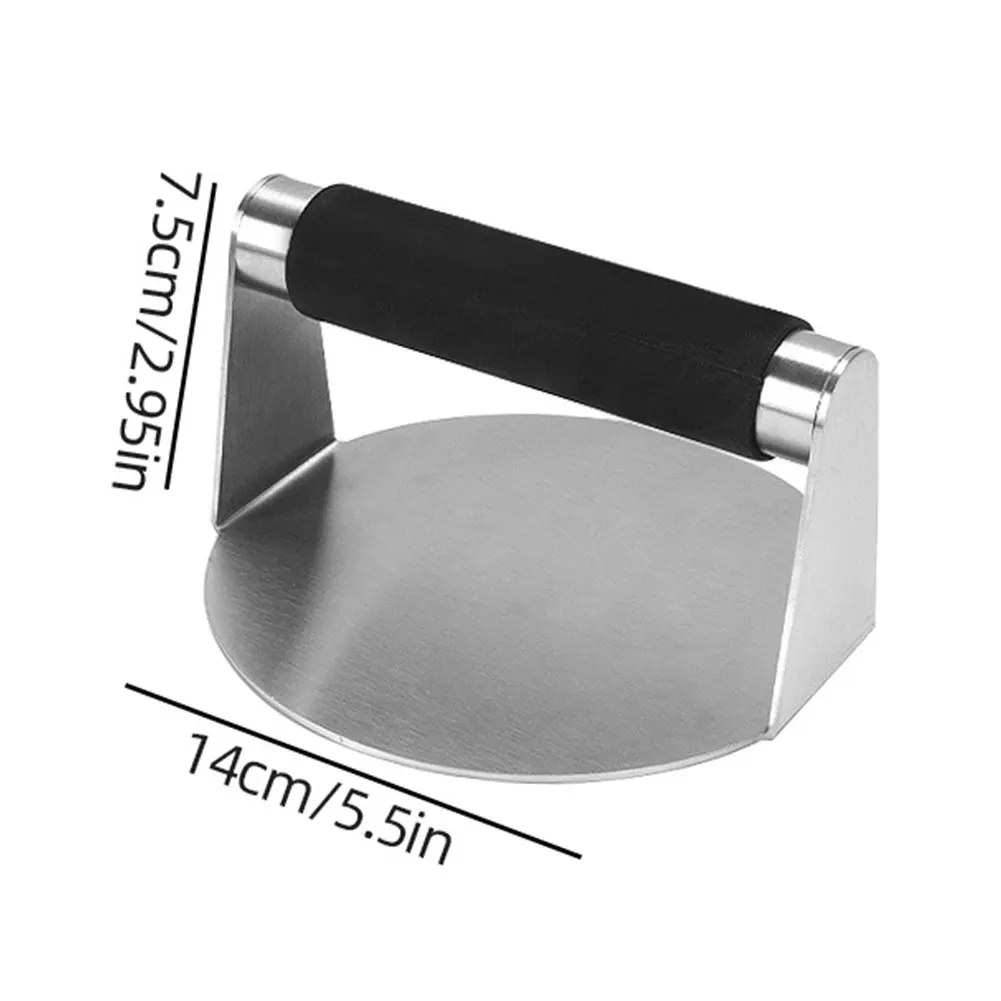 1/2Pcs Stainless Steel 5.5 Inch Grill Press with Anti-Scald Handle Burger Press Round Hamburger Smasher Tool for Bacon Meat