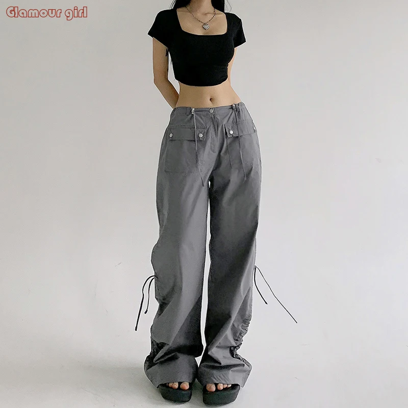 

Functional neutral style solid color willow nail pleated woven pants with high casual waist versatile workwear pants for women