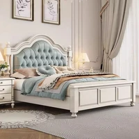 Lit double blanc esthétique pour adolescentes, cadre de lit de luxe, plateforme lounge, accessoires de maison pour chambre à coucher 3