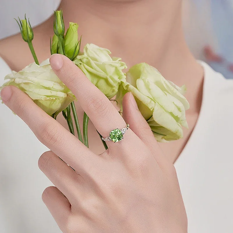 CAOSHI fashion wedding band light green cubic zirconia finger ring for women silver color jewelry for engagement ceremony party wedding rings