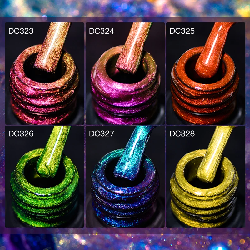 8Pcs/Set Rainbow Glitter Cat Magnetic Nail Gel Set Polish Snowlight Semi Permanent Soak Off Sparkling Art Nail Varnish Kit 4