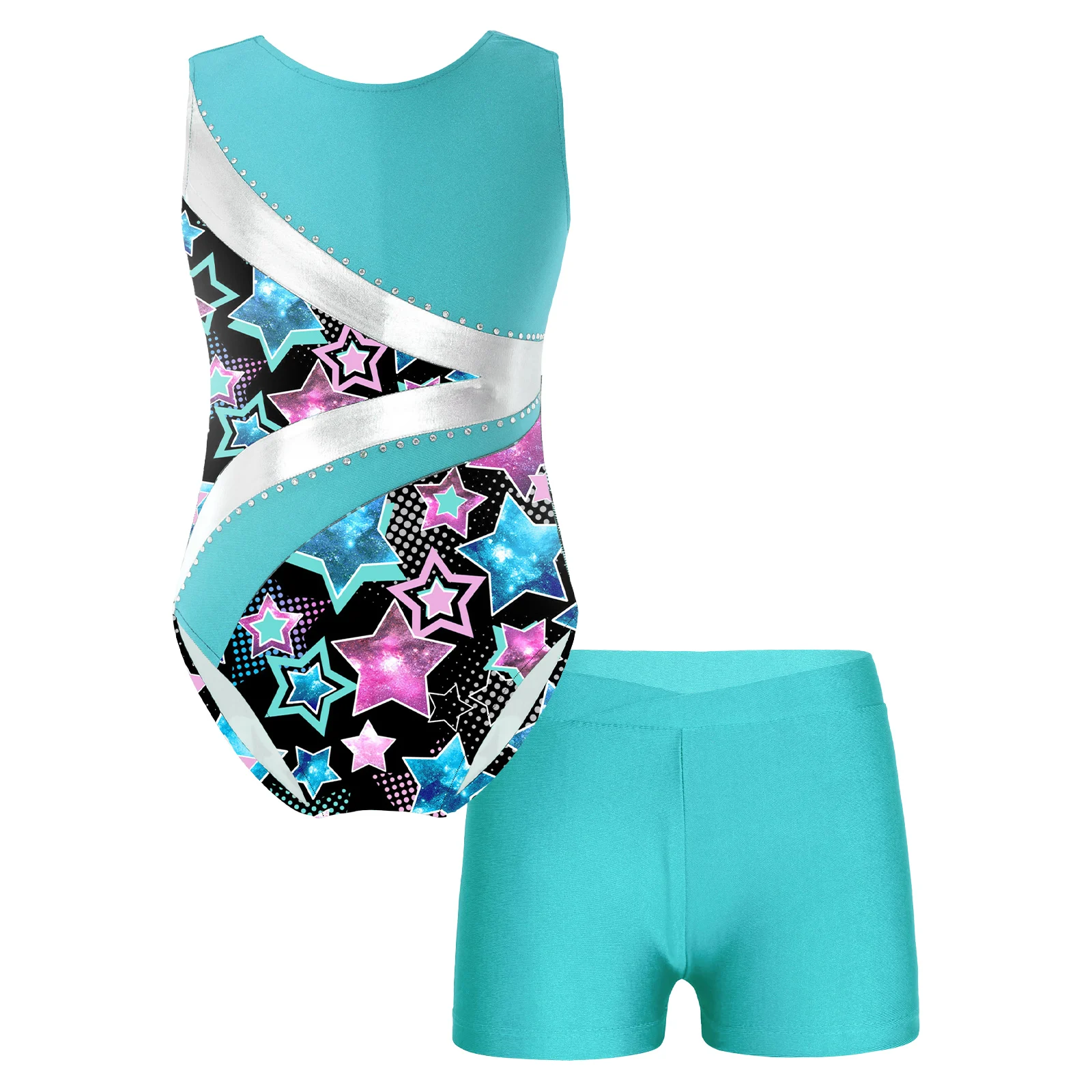 

Женское нижнее белье для фигурного катания, балетного танца, без рукавов, блестящее женское платье с шортами, Одежда для танцев, купальник