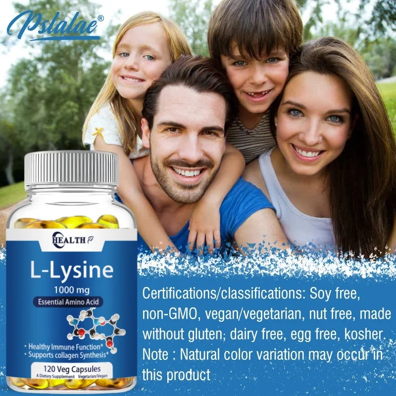 L-lysine 1000mg, 120 Tablets-Enhances Absorption And Assimilation-Promotes Skin And Lip Integrity Collagen Support