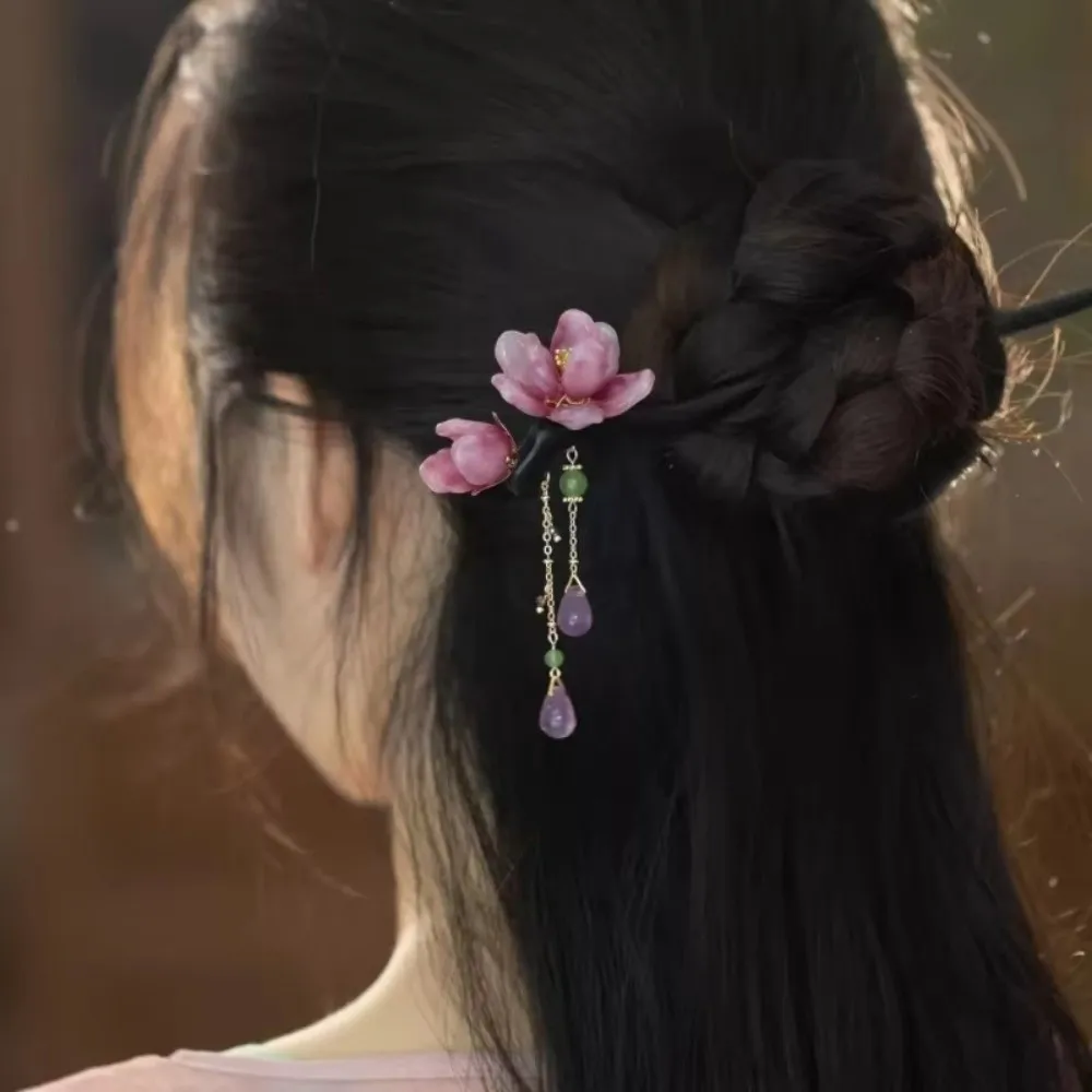 New Tassel Chinese Style Hairpin Lotus Flower Handmade Women's Hairpin Ancient Style Lotus Flower Hair Sticks Women