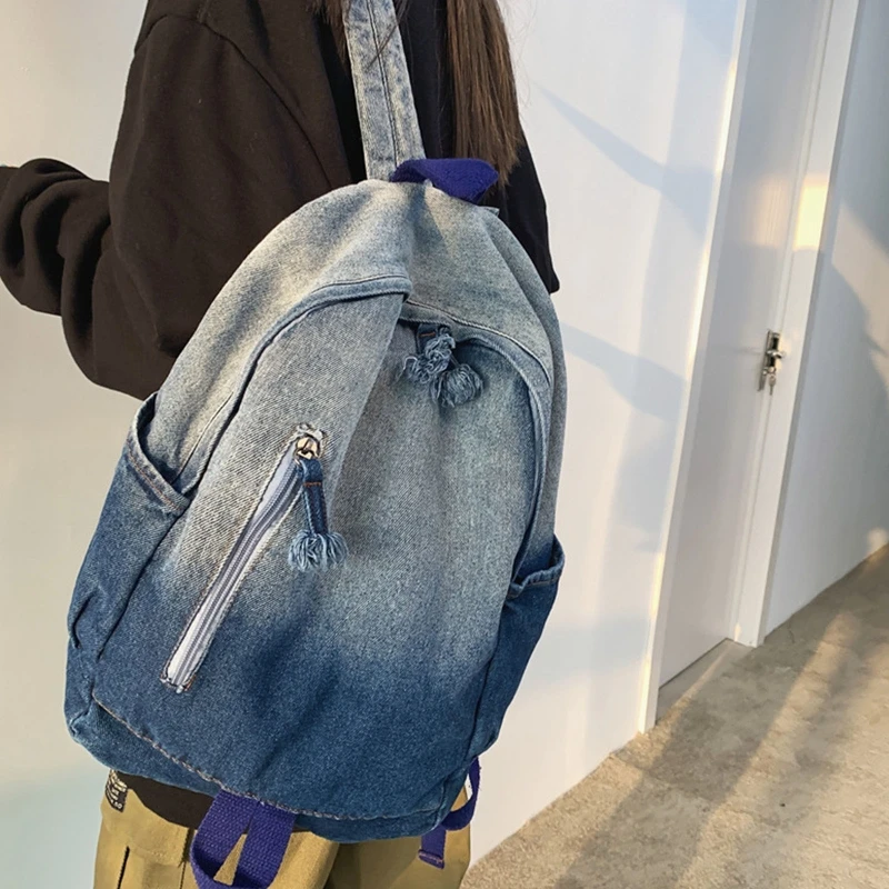 Denim backpacks online Clearance