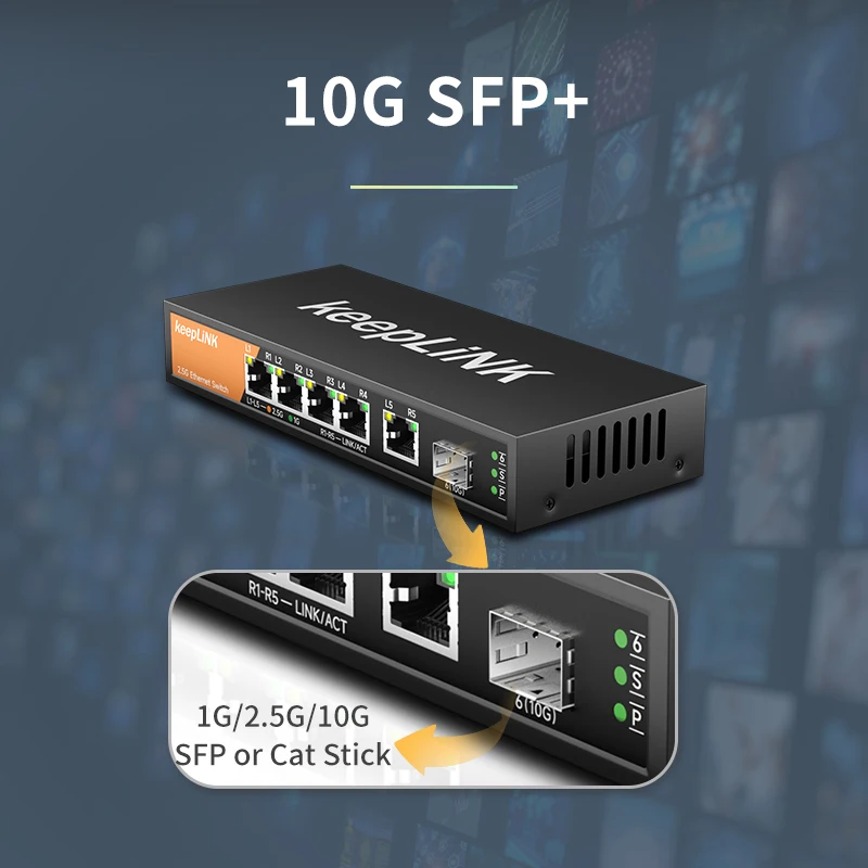 Keeplink-switch Ethernet com Portas 2.5gb Porta 10g Sfp Plus Desbloqueado Plug And Play - Imagem 5