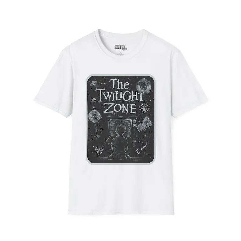 Vintage Twilight Zone Collage T-shirt - Unisex Softstyle Tee, Retro TV Shirt, Classic Sci-Fi Tee, 60s Pop Culture Tshirt 1