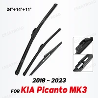 Wiper Front & Rear Wiper Blades Set For KIA Picanto MK3 2018 - 2023 Windshield Windscreen Window Rain Brush 24"+14"+11" 1