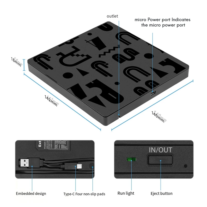 External DVD Optical Drive Laptop Desktop Universal Multifunction CD Burner USB3.0 External Optical Drive Player Easy To Use
