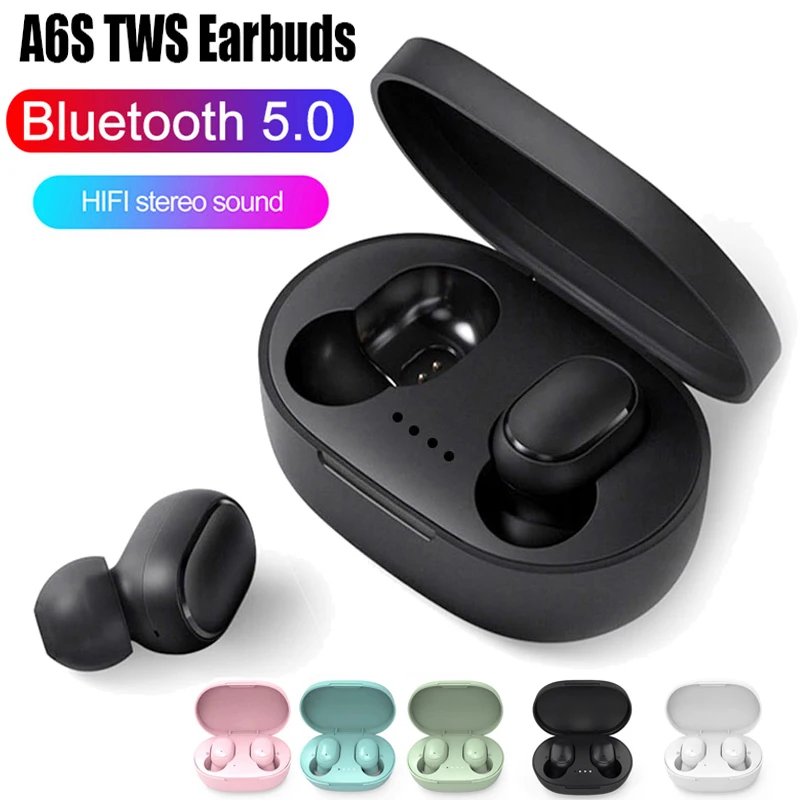 

A6S TWS Original Wireless Bluetooth Headset with Mic Earbuds Noice Cancelling Earphone Bluetooth Headphones PK E6 E7 Y30 Y50 I7