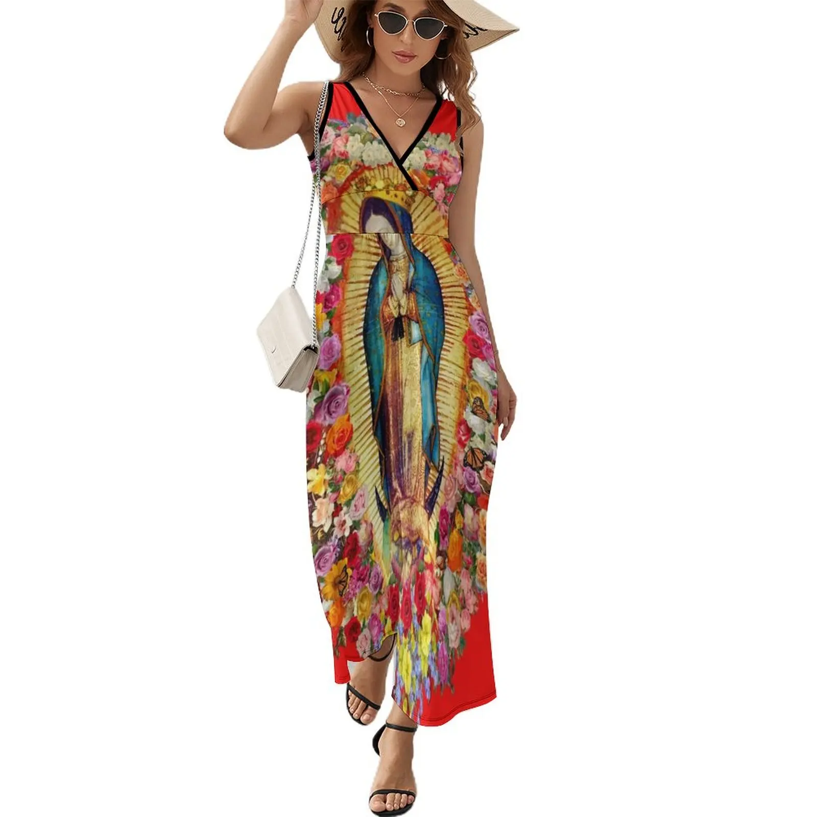 

Our Lady of Guadalupe Mexican Virgin Mary Saint Mexico Catholic Mask Sleeveless Dress prom dresses Woman dresses women dresses