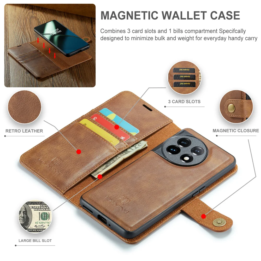 Premium 2-in-1 Detachable Magnetic Leather Wallet Case - Flip Folio Cover