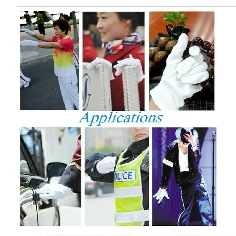 Thicken White Cotton Gloves For Dry Hands Moisturizing Eczema Inspection Work Gloves Washable Stretchable Cloth 1Pair cotton gloves cotton work gloves