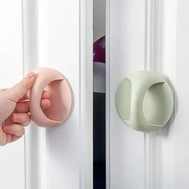 2Pcs Punch-free Door Handle Round Sticky Handle for Cupboards Window Drawers Wardrobe Handles Balcony Glass Sliding Device