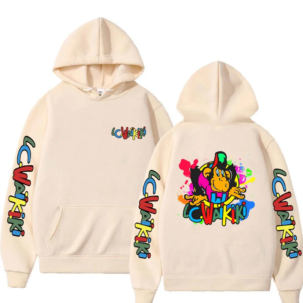 Sweat à Capuche Graphique Singes LC Waikiki - Molleton Coton/polyester, Poche Kangourou - Unisexe