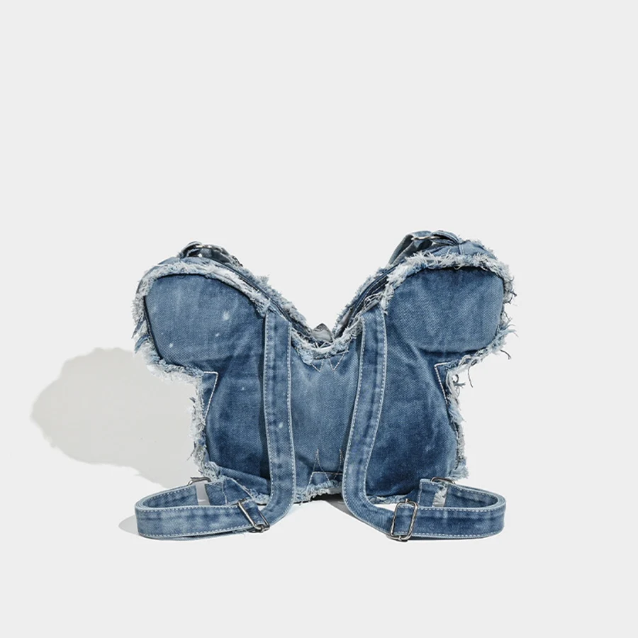 Women Large capacity embroidery butterfly backapck summer new Denim design shoulder bag casual wing bagpack girl Rucksack mochia 5