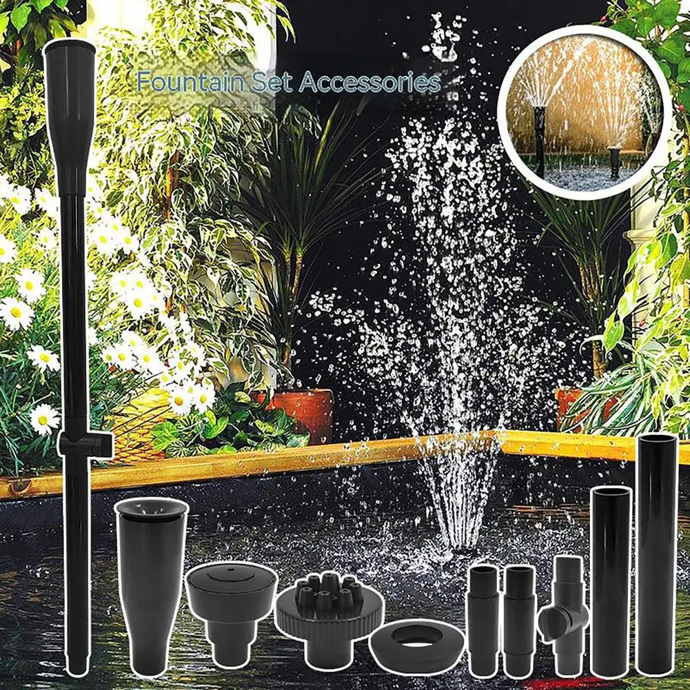 Fountain Nozzles 9pcs Fountain Pump Nozzle Set Adjustable Height Waterfall Sprinkler Spray Heads For Submersible Pump Water Outdoor Decorations