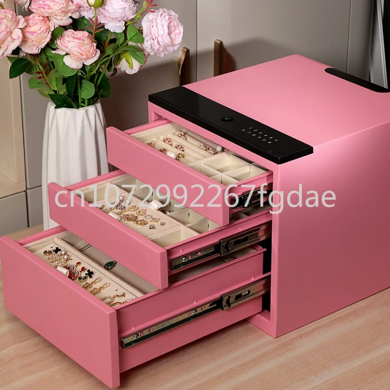 

High-End Jewelry Box Safe Box Fingerprint Password Jewelry Cabinet European-Style Large Capacity Drawer Wifi Smart Storage Box