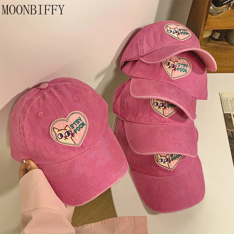 PinkLovelyGirlsBaseballCapFemaleFashionAdjustableSnapbackWomen