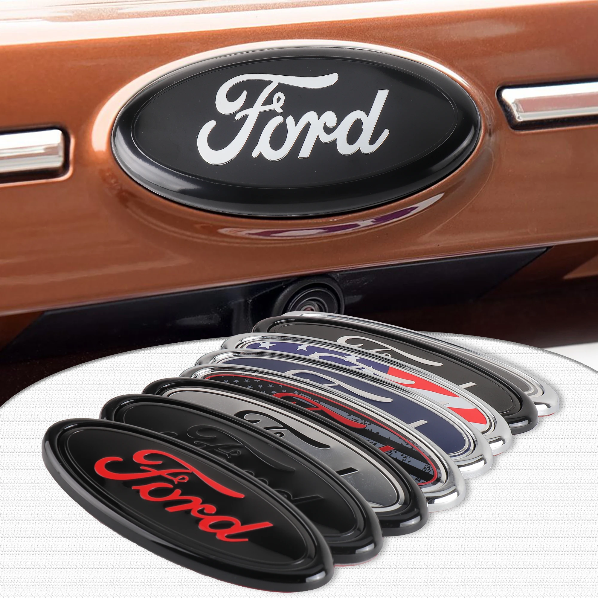 Car Grill Sticker Front Grille Emblem Rear trunk Badge Accessories for Ford Focus mk2 mk3 Fiesta mk7 Ranger Mondeo mk4 S-MAX Kuga