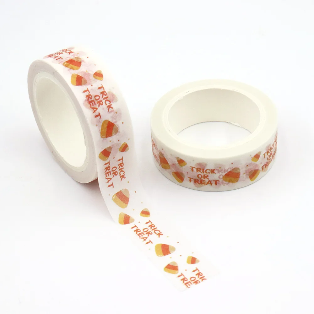 1PC 15mm x 10m Halloween Floral Ghosts Seamless Pattern Wildflowers Masking Adhesive Washi Tape  stationery  office supplies