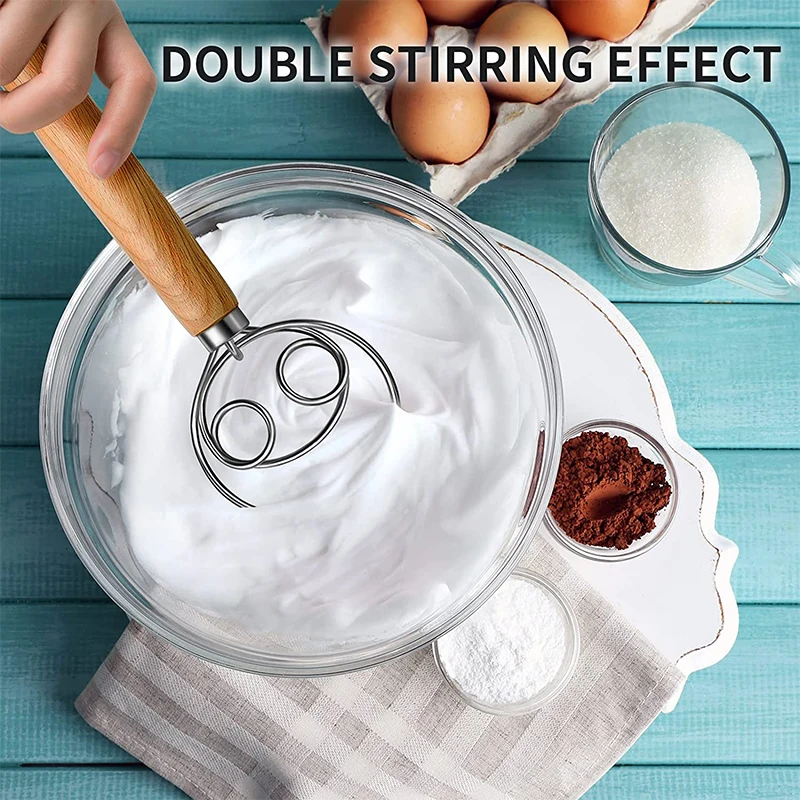 LMETJMA Danish Dough Whisk Stainless Steel Dough Whisk Mixer Dutch Style Bread Hand Mixer For Bread Batter Pastry JT149 dough mixer
