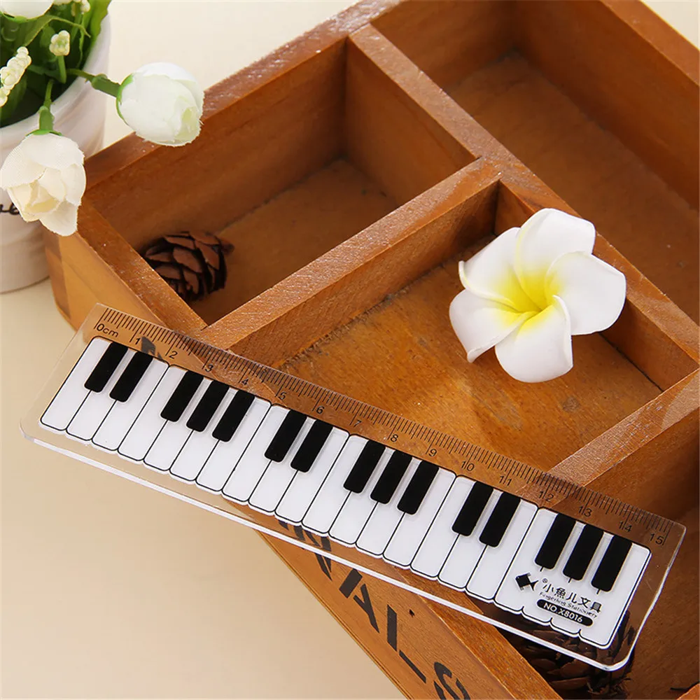 Ruler Set Drawing Ruler Straight Ruler 1 Pcs 15cm Musical Notes Piano Transparent Straight Rulers Drawing Measuring Ruler Papeleria De Estudiante