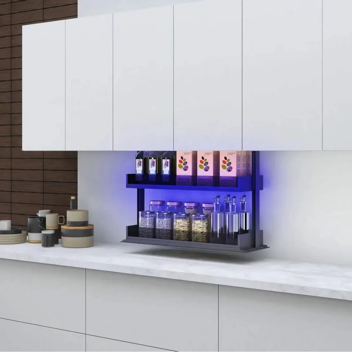 Intelligent electric hanging cabinet lifting basket kitchen cabinet vertical pull-down rack