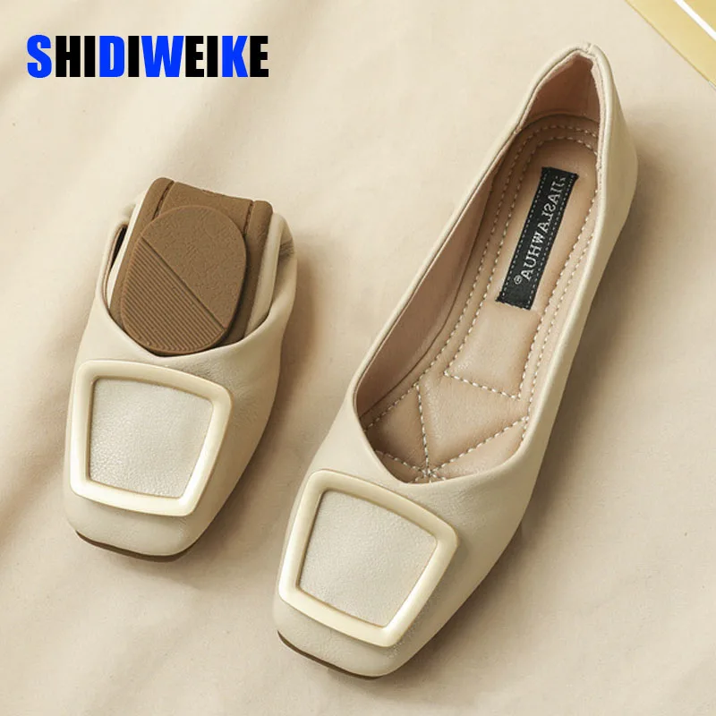 

SDWK/Женская обувь больших размеров; Сезон весна; Новинка; Модные тонкие туфли на плоской подошве с квадратным носком; Повседневная универсальная женская обувь на мягкой подошве