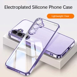 Luxury Soft Silicone Plated Phone Case - Elegant Thin TPU Back Cover - Galaxy S23 Ultra (PURPLE)