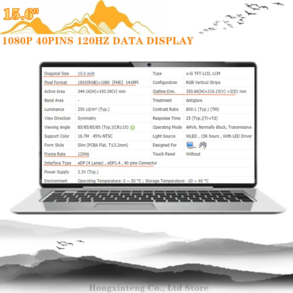 Matriz de Tela Lcd para Laptop para Asus Fhd Tela sem Toque Led Ips Fhd Fx505du Fx505dv Fx505dt Fx505dt 120hz 15.6in 40 Pcs - Imagem 2