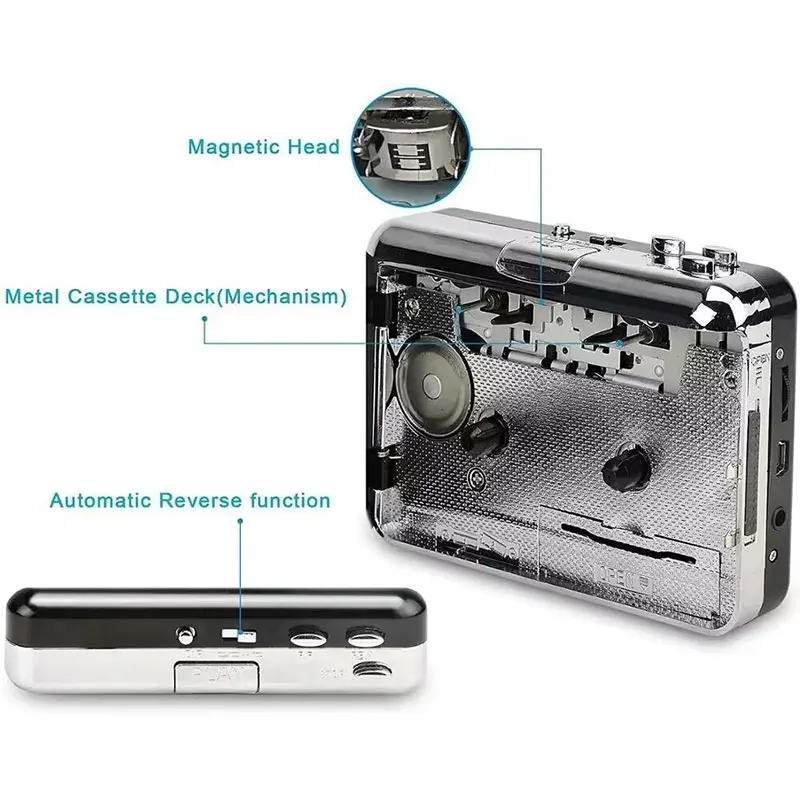 Y&H Cassette Player USB Cassette to MP3 Converter Capture Audio Music Player Tape Recorder