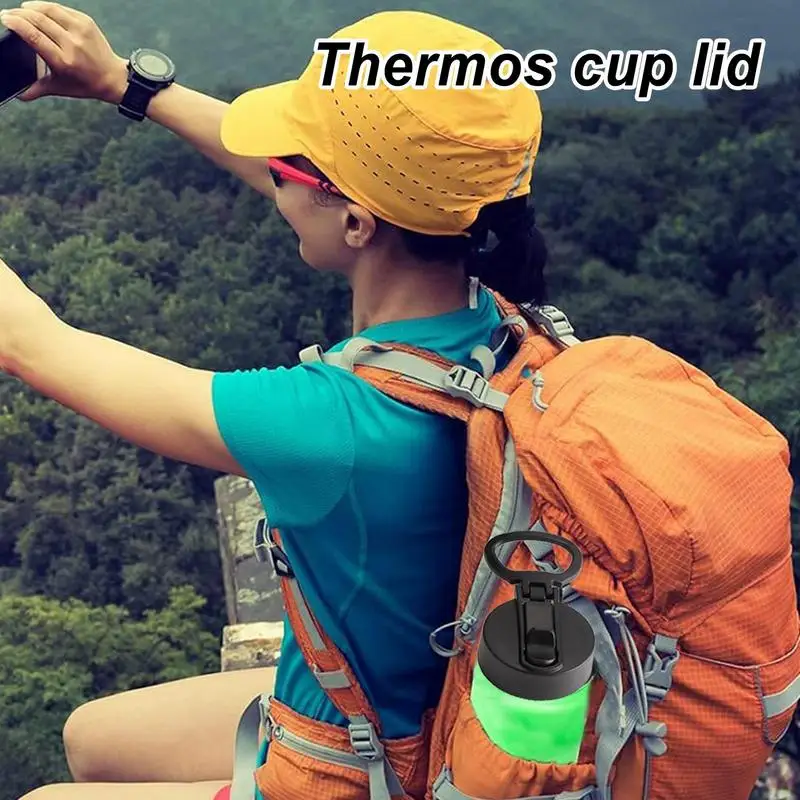 Water Bottle Lid Wide Mouth Bottle Lids Spill Proof Leakproof Non Slip Ring Handle Large Cup Topper Accessories
