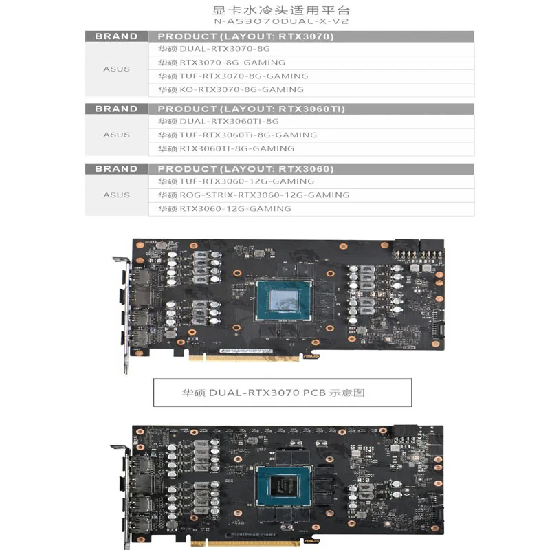 Bykski 3070 3060ti Gpu Bloco para Asus Rtx3070 3060ti Dupla 3060 3060ti Jogos Rog Strix Rtx3060 Jogos Asus ko Rtx3070 Jogos Fluid DIY Cooling - Imagem 2