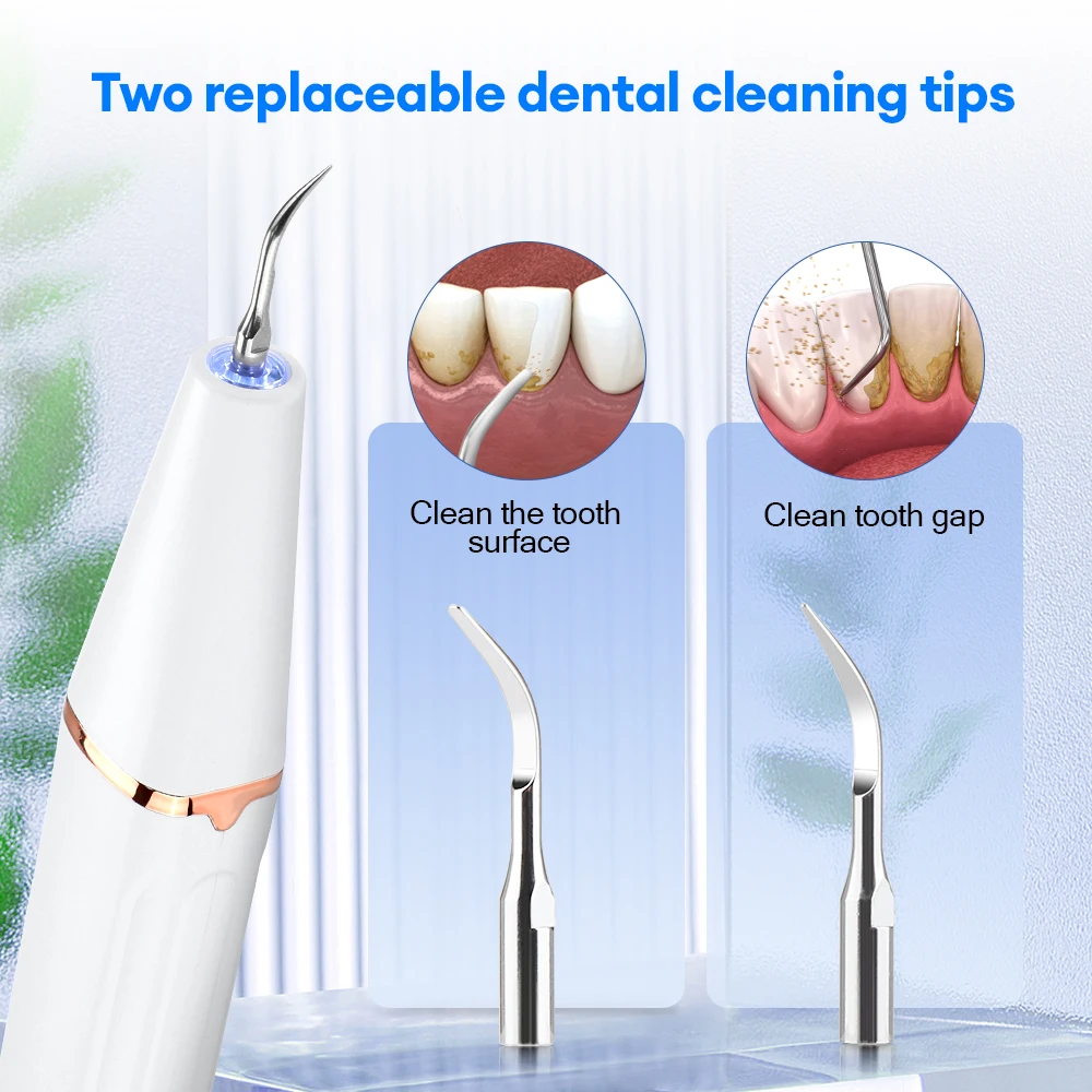 Ultrasonic Dental Scaler + 5D Teeth Whitening Strip Tooth Cleaner Set Calculus Plaque Scaler Tartar Stains Dental Stone Remover