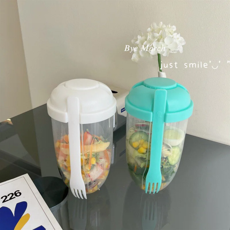 Portable Bottle Salad Container Breakfast Salad Bowl School Lunch Box Food Storage Bento Box Containers Kitchen Accessories 1L