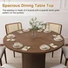 Round Dining Table for 4, Modern Farmhouse Kitchen Table, 47 Inch Small Circle Dining Tables with Wood Strip Base for Kitchen Li 4