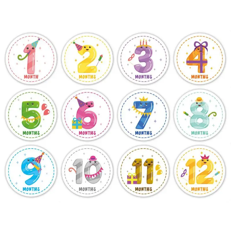 

12 Monthly Stickers Baby Photo Picture Props for Infant 1st Year Belly Decals