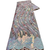 Sequence African Lace Fabric 5 Yards 2026 High Quality Sequin Nigerian Wedding Asoebi Lace Material Luxury Fabrics For Dress 5