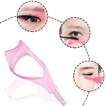 3 in 1 Mascara Applicator Template with Eyelash Curler Guard, Eyeliner Holder & Eyebrow Drawing Tool with Storage Case