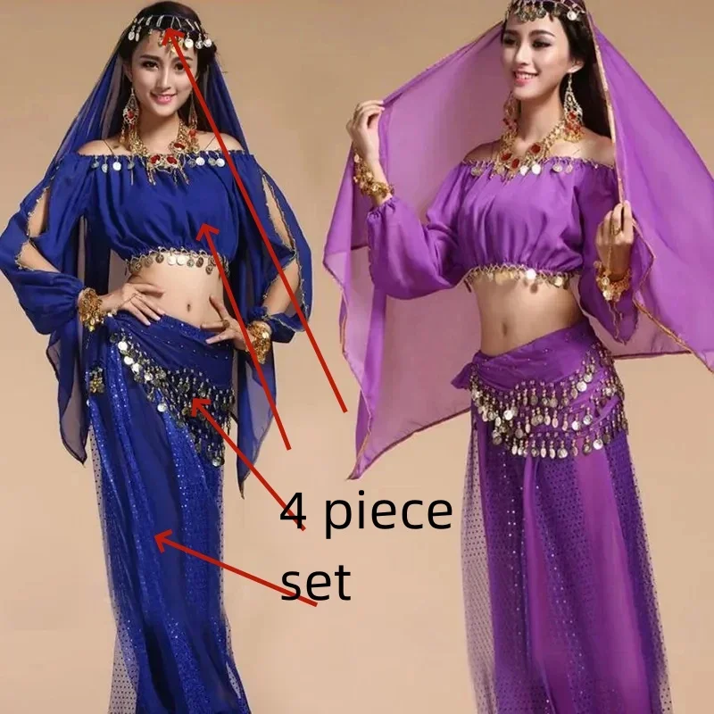 

Танцевальные Костюмы для танца живота, дизайнерские костюмы для женщин, 4 шт./комплект, Новое поступление 2023, Сексуальные Восточные Танцевальные Костюмы для женщин