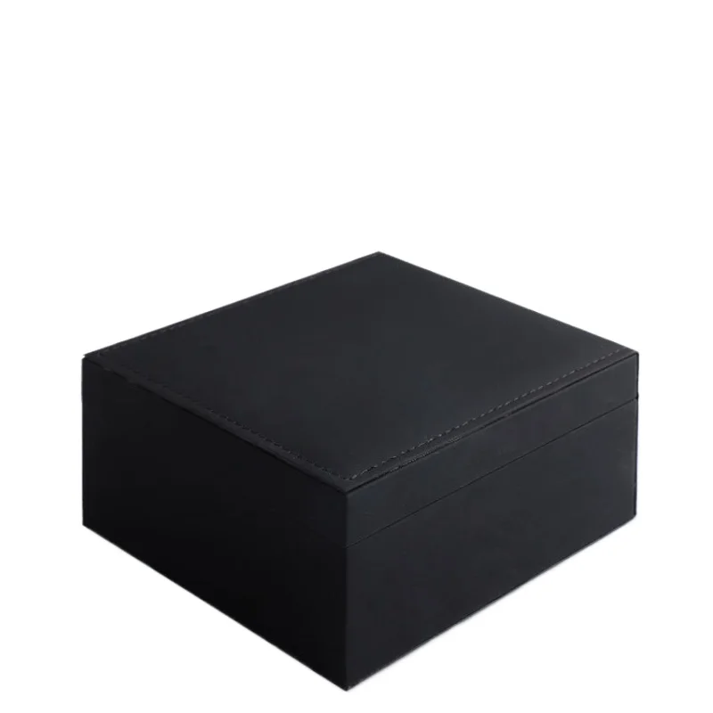 Luxurious Black PU Leather Watch Box with Strap Slot and Logo Customization