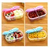Healthy Plastic Food Container Double Compartments Lids Portable Lunch Box Capacity Camping Picnic Food Refrigerator Storage Box 2