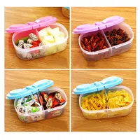 Healthy Plastic Food Container Double Compartments Lids Portable Lunch Box Capacity Camping Picnic Food Refrigerator Storage Box 2