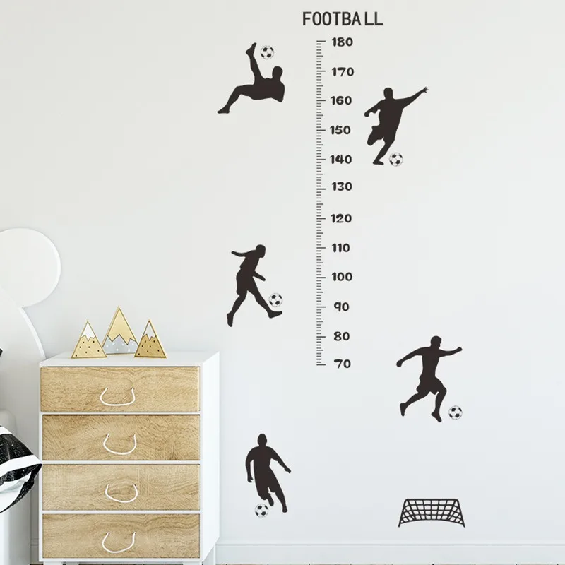 Children Height Measuring Chart Kids Growth Height Chart Wallpapers Football Sports Themed Cartoon Wall Ruler Kids Room Home Playroom Living Room Classroom